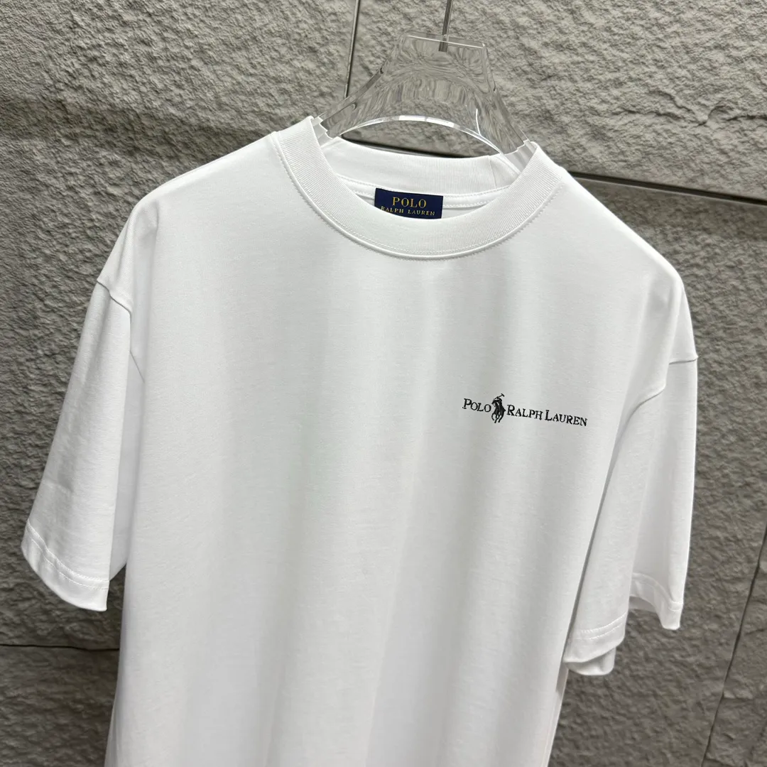 🅿️180 Polo* Ralph Lauren 2025 spring and summer new style Classic letter pony embroidery Customized double yarn plain cotton fabric Short-sleeved T-shirt Unisex Color: Black White Angora Red Size: S (90-130 pounds) M (120-150 pounds) L (140-165 pounds) XL (160-180 pounds) XXL (180-210 pounds)